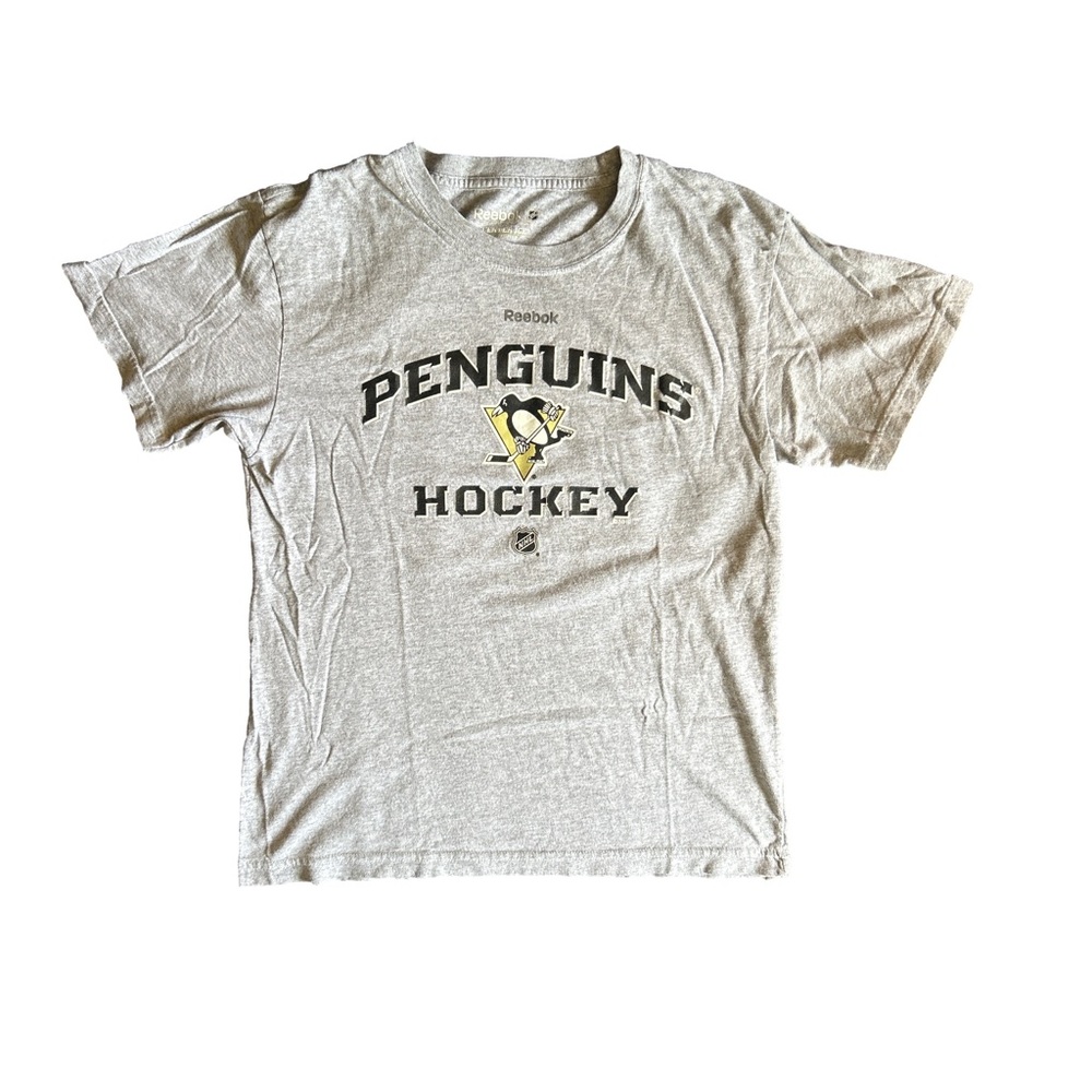 Reebok Gray Penguins Hockey Kids Tee